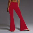 thumbnail image 4 of Pantalon Décontracté pour Femmes, Uni, Longueur Sport, Jambe Évasée, Taille Haute, 4 of 6