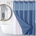 thumbnail image 4 of Rideau de Douche avec Poids Magnétiques / Tissu Polyester Robuste / Rideau de Salle de Bain Résistant à l'Eau pour Maison, Appartement, Dortoir, VR / Conception Réversible 71 x 80 Pouces avec Grands Oeillets, 4 of 5
