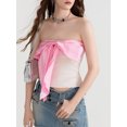 thumbnail image 4 of FAROOT Women's Bow Front Tube Tops Summer Strapless Contrast Color Bandeau Tops Slim Fit Shirts, 4 of 8
