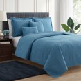 thumbnail image 2 of Clara Clark Home Quilt Set Bedspread - Ultra Soft Microfiber Embossed Grid Weave Pinsonic Lightweight - Quilted Comforter 5 Piece Bedding Set - 2 Pillow Shams, 2 Euro Shams - Twin, Blue Heaven, 2 of 4