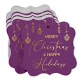 thumbnail image 3 of Inkdotpot Real Gold Foil Merry Christmas & Happy Text Tags Favor Bracket Shape Hang Pack Of 50 Paper Tags, 3 of 7