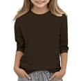 thumbnail image 5 of Plebaso Garçons Filles T-Shirts à Manches 3/4 Col Rond Blouse T-Shirt Basique Hauts Décontractés Unis T-Shirts Légers, 5 of 5