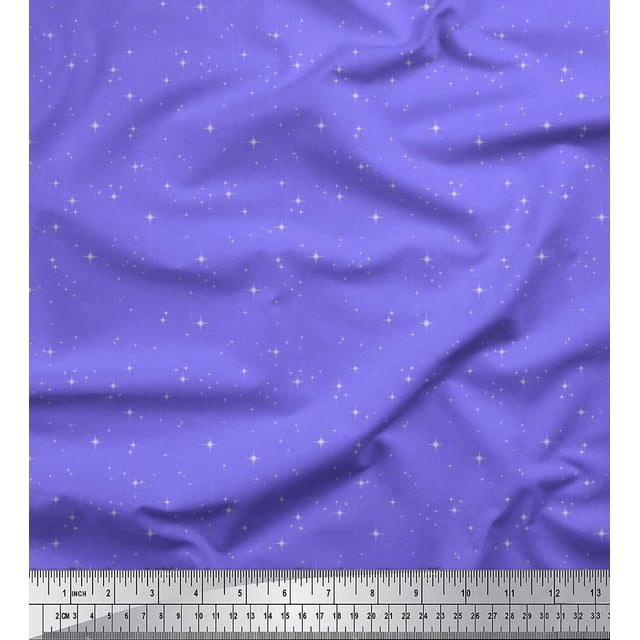 Soimoi Poly Georgette Fabric Stars Shirting Print Fabric by The Yard 52 Inch Wide