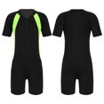 thumbnail image 1 of Aislor Kids Big Girls Zippered Swimsuit Swimwear Bathing Suit Rash Guard Shorty Sun Protection Wetsuit Black Yellow 8, 1 of 7