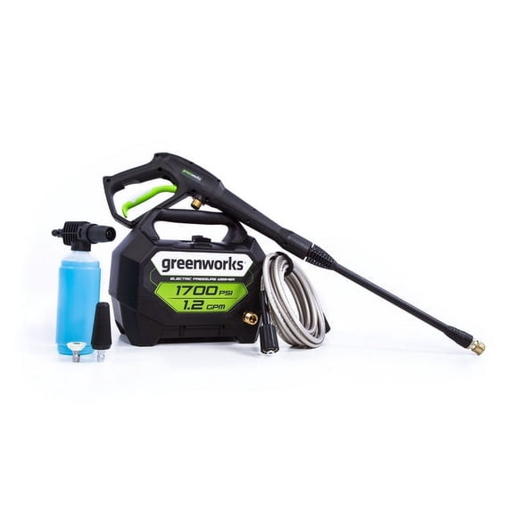 Greenworks 1700 PSI 1,2 GPM Laveuse Électrique à Eau Froide à Pression, Boyau Haute Pression, Buses Turbo et 40° et Applicateur de Savon