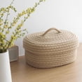 thumbnail image 5 of Oval Baskets With Lids Decorative Baskets With Lids Organizing Natural Cotton Rope Lidded Baskets With Handles Storage Baskets With Lid for Daily Household Storage and Travel Storage, 5 of 5