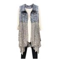thumbnail image 2 of SMihono Hauts pour Femmes Débardeur pour Femmes Mode Femme Veste en Denim à Empiècements Ourlet en Dentelle Veste Sans Manches Manteau Gilet Débardeurs pour Femmes Hauts d'Été pour Femmes, 2 of 3