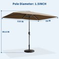 thumbnail image 2 of Garvee 10' x 6.5' Rectangular Patio Umbrella with Crank & Push Button Tilt,6 Sturdy Ribs, Brown, 2 of 7
