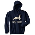 thumbnail image 1 of Fast Food Hoodie Funny Deer Hunting Sarcasm Gift for Hunter Graphic  Sweatshirt (Navy) - S, 1 of 2