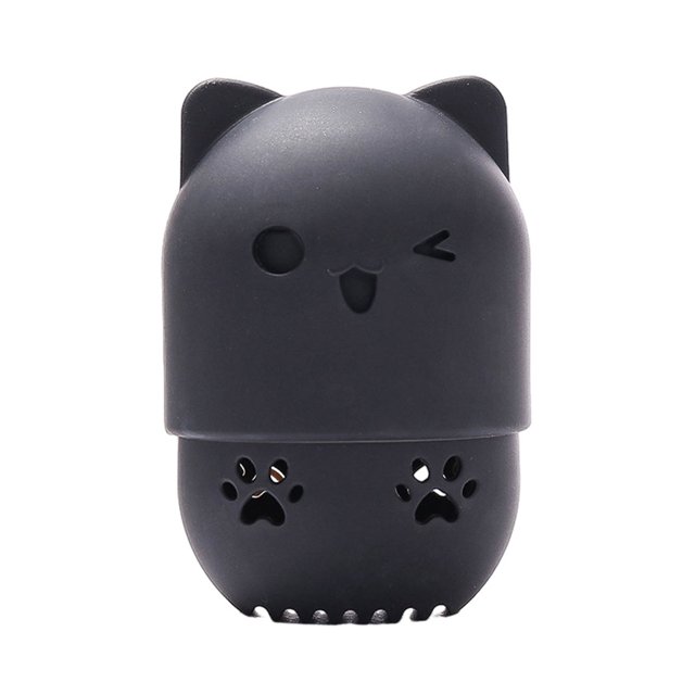 Dalazy Cat Shaped Sponges Neat Silicone Storage Box For Home Simple Fashionable black 1Set
