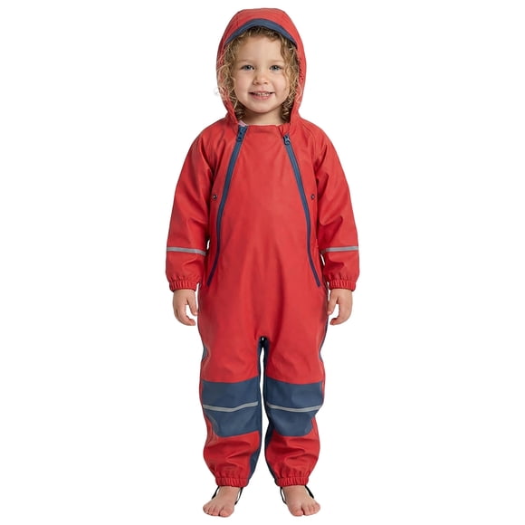 Combinaison de Pluie pour Tout-Petit Enfants Boueux Jouer Compagnons une Pièce Chandail à Capuchon Fermeture Éclair Veste de Pluie Manteau Poncho Équipement Combinaison Bébé Fille Garçon