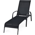 thumbnail image 3 of Topbuy Chaise Longue Inclinable Réglable - Ensemble de 1, Brun/noir, Cadre en Acier Robuste avec Accoudoirs, 3 of 8