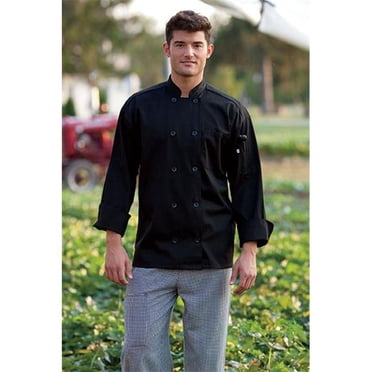 Uncommon Threads 0402-0104 Classic Chef Coat 10 Buttons in Black - Large