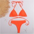 thumbnail image 4 of EGNMCR Bikini Set Women With Chest Pad Without Underwire Long Sleeve Mesh Three Piece Set Swimsuit, 4 of 6
