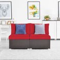 thumbnail image 3 of Gymax 2 Pcs Chaises Sectionnelles Sans Accoudoirs en Osier pour Patio avec Coussin Rouge, 3 of 10