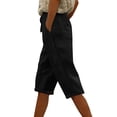 thumbnail image 1 of FAIWAD Capri Pants for Women Summer Casual Drawstring Elastic Waist Side Button Summer Shorts with Pockets, 1 of 8