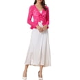 thumbnail image 2 of INSPIRE CHIC Women's Floral Lace Cardigans Tie Front Ruffled Hem Sheer Crop Bolero Shrug XS Hot Pink, 2 of 6