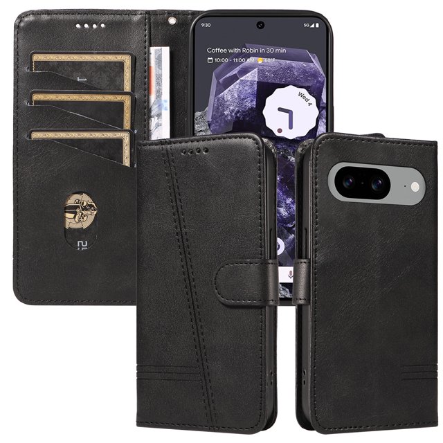 Phone Case for Google Pixel 8 5G Magnetic PU Leather Card Slots Durable Wallet Cover