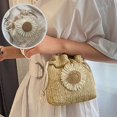 thumbnail image 2 of CHOK 1Pcs Fashion Women Knitting Sunflower Straw Shoulder Bag Drawstring Bucket Pouch, 2 of 10