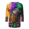 thumbnail image 5 of Penkiiy T-shirt Blouse Décontractée à Manches 3/4 et Col Rond pour Femmes, Impression Mode Mardi Gras, TG Multicolore, 5 of 5