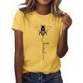thumbnail image 2 of JIRNDf Hauts d'Été pour Femmes T-Shirts Tendance Imprimé Floral Col Rond Manches Courtes Décontracté Confortable Élégant Mignon Graphique T-Shirts pour Femmes Jaune TTG, 2 of 5