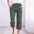 thumbnail image 2 of hotojiny Plus Size Spring Clothes for Women Lightweight Cotton Linen Capris Drawstring Elastic Waist Cropped Pants with Pockets, 2 of 5