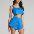 thumbnail image 2 of Womens 2 Piece Outfits Lounge Matching Sets Cotton Linen Shorts Open Back Crop Tops Trendy Clothes Summer Vacation Set, 2 of 7