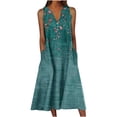 thumbnail image 1 of Ovzne Robes d'Été pour Femmes Robe de Plage Robe d'Été Décontractée pour Femmes Dégradé Sans Manches Col en V Longue Robe Robe d'Été Liquidation, 1 of 4