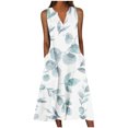 thumbnail image 2 of EGNMCR Robes de Fête pour Femmes Robe d'Été pour Femmes Design Décontracté Robe Dégradée Sans Manches Col en V Longue Robe, 2 of 5