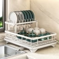 thumbnail image 1 of Clearance Sales Hot6slKitchen Goodies,Dish Drying Rack Dish Drainer for Kitchen Counter with Utensil 2 Tier Dish Rack with Drainboard Space Saving Large Capacity and Easy to Installation Carbon, 1 of 6