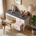thumbnail image 2 of HOMCOM 54" Farmhouse Executive Desk, Computer Desk with Drawers, White, 2 of 10