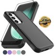 thumbnail image 1 of Samsung Galaxy S23 FE Case with Tempered Glass Screen Protector, Tekcoo Heavy Duty Rugged Shockproof Full Body Protective 2-IN-1 Phone Case Cover for Galaxy S23 FE, Black, 1 of 8