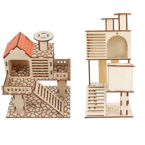Shisuyan 2 Pcs Jouet Naturel pour Hamster avec Échelle d'Escalade et Tunnel et Cachette pour Hamsters Nains et Animaux
