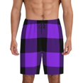 thumbnail image 1 of Vsdgher Shorts de Pyjama à Carreaux Violets pour Hommes Bas de Pyjama Légers avec Poches-4TG, 1 of 6
