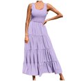 thumbnail image 1 of Penkiiy Robe Maxi d'Été Décontractée pour Femme, Fluide, à Volants, Bohème, Longue, m Violet, 1 of 6
