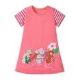 thumbnail image 1 of REDARER Robe en Coton à Rayures pour Filles – Appliqués de Dessins Animés, Manches Courtes, Été, Décontractée, pour Taille 3-4 Ans, 1 of 7