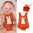thumbnail image 2 of MIASHUI Baby Clothes Boys Girls Sleeveless Easter Rabbit Embroider Romper Bodysuits Hat Set,Orange,3-6 Months, 2 of 9