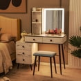 thumbnail image 2 of Costway Vanity Makeup Table Set 3-Color Dimmable Human Body Induction LED Light White, 2 of 10