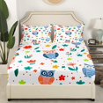 thumbnail image 3 of YST Owl Sheet Set King Sheet Set For Girls Kids Cute Flower Animal Sheets, Flying Bird Sheet Sets Botanical Flower Pattern 3D Animal Bedding Set, 1 Top Sheet 1 Fitted Sheet 2 Pillowcases, 3 of 5