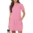thumbnail image 2 of Timegard Robes de Maison pour Femmes Col Ras du Cou Manches Courtes Coupe Ajustée Couleur Unie Décontractée Confortable Robe Poches, 2 of 7