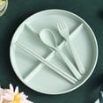 thumbnail image 4 of Dividing Tableware Set, Partitioned Plates with Spoon, Fork & Chopsticks, Kitchen Utensils Set for Family Meals, Space-Saving, Microwave Safe, Home & Kitchen Organization, 4 of 5
