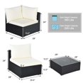 thumbnail image 3 of Costway 7PCS Patio Rotin Meubles Ensemble Sectionnel Canapés Blanc & Gris Housses de Coussin, 3 of 7
