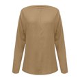 thumbnail image 4 of Yuyuzo Hauts Grande Taille pour Femmes Chic Mode Décontracté Couleur Unie Chemises de Bas Manches Longues Col Rond Hauts, 4 of 5