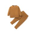 thumbnail image 1 of FAROOT Casual Outfits, Color Block Long Sleeve V-neck Sweater + Trousers, 1 of 9
