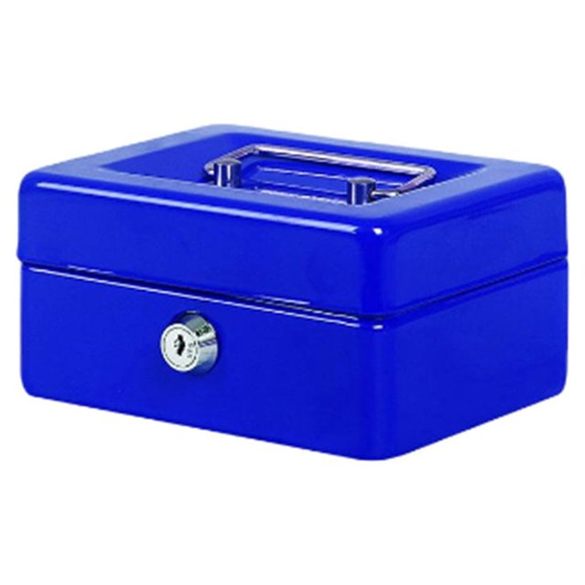 facefd Home Office Hotel Lockable Mini Money Cash Case Bedroom Bracelet Coin Tray Thick Safe Box with Lock Security Container Blue