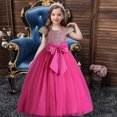 thumbnail image 2 of Penkiiy Robe Sans Manches Brodée en Maille pour Filles, Robe de Princesse pour Occasions Spéciales 5-6 Ans Rose Vif en Solde, 2 of 9