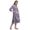 thumbnail image 3 of Moomaya Robe de Nuit Longue Jusqu'au Genou à Patte de Boutonnage pour Femmes, Imprimée, 3 of 6