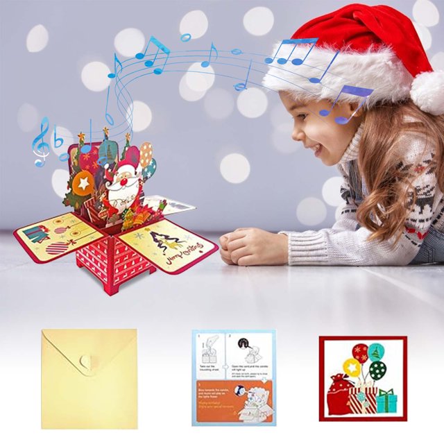 EGNMCR Christmas Decorations, Christmas Gifts Christmas Card Up Christmas Tree With Lights And Music Greeting Card Christmas Tree Up Christmas Card LED Light Christmas Card Greeting cards
