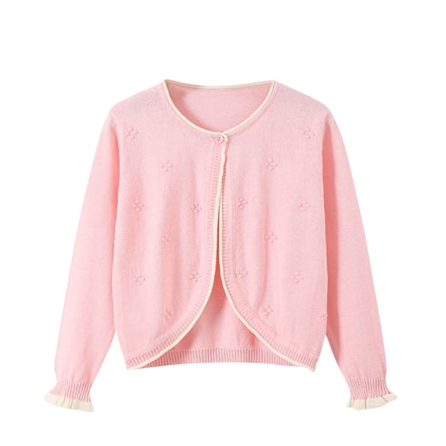 Cameland Children's Solid Color Children's Button Up Cardigan Wool Sweater Short Sweater Top