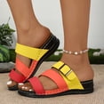 thumbnail image 2 of Mepaouo Womens Slide Sandals Arch Support Low Wedge Summer Beach Shoes Slip on Walking Slippers, 2 of 7